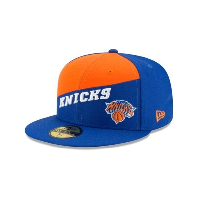 Blue New York Knicks Hat - New Era NBA Color Split 59FIFTY Fitted Caps USA4378516